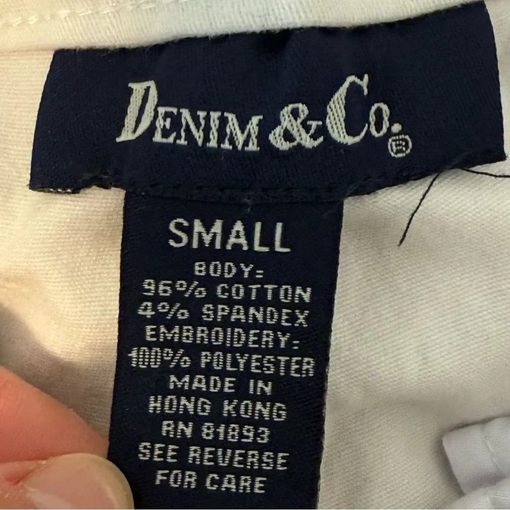 Denim & Co. White Embroidered Cropped Drawstring Pants Size Small - Picture 8 of 8
